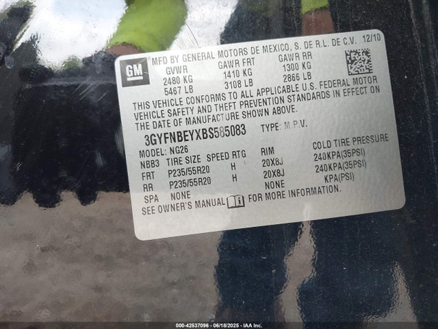 2011 CADILLAC SRX 3GYFNBEYXBS585083 Photo 8