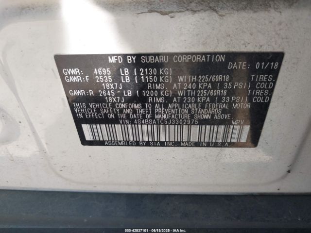 4S4BSATC5J3302975 Subaru u5
