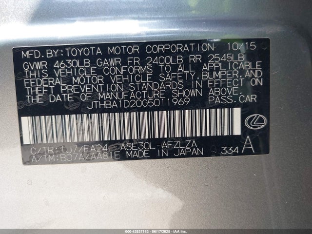 Lexus 8ar-fts 2016 JTHBA1D20G5011969 Image 9