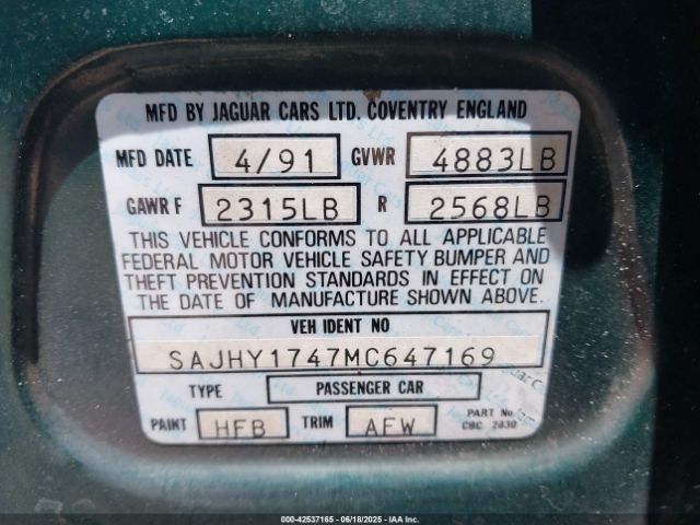 1991 JAGUAR XJ6 SAJHY1747MC647169 Photo 8