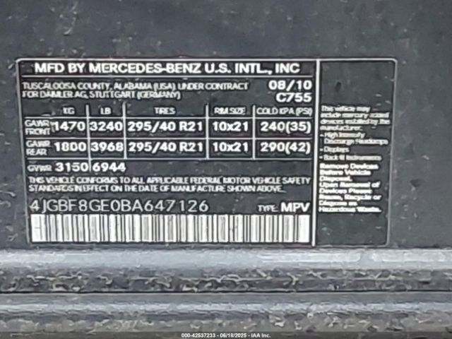 2011 MERCEDES-BENZ GL 550 4JGBF8GE0BA647126 Photo 8