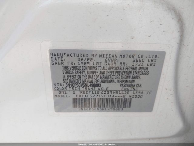 3N1CP5CV5NL490803 Nissan 2022