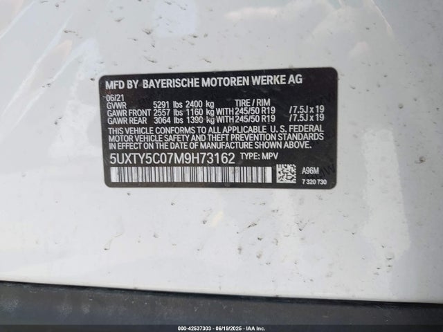 5UXTY5C07M9H73162 BMW X3