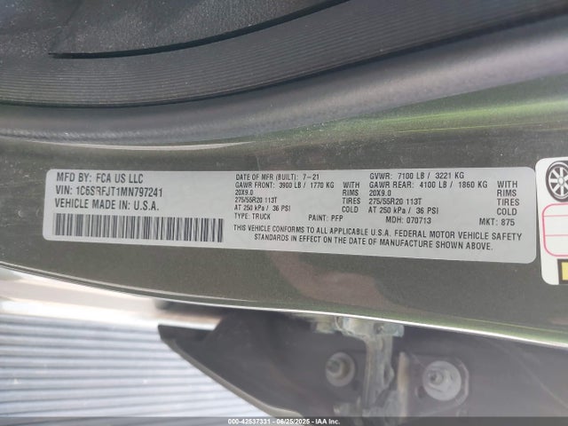 RAM 2021 2021 1C6SRFJT1MN797241 Image 9