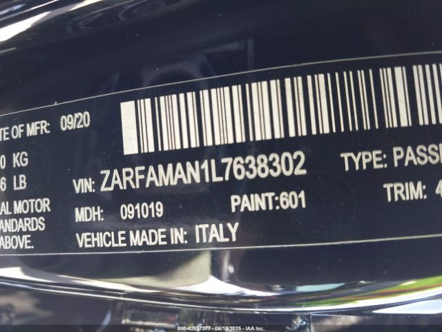 2020 ALFA ROMEO GIULIA ZARFAMAN1L7638302 Photo 8