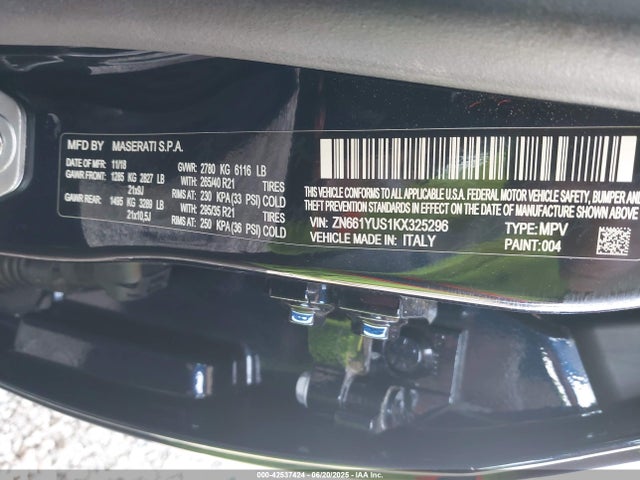 Продажа на аукционе авто 2019 Maserati Levante S Gransport, vin: ZN661YUS1KX325296, номер лота: 42537424