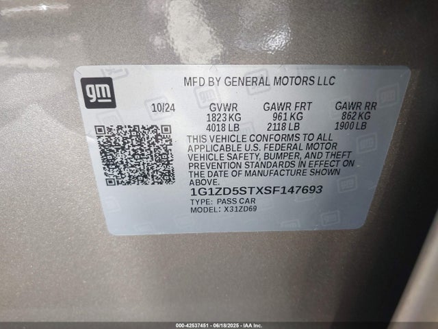1G1ZD5STXSF147693 Chevrolet lfv