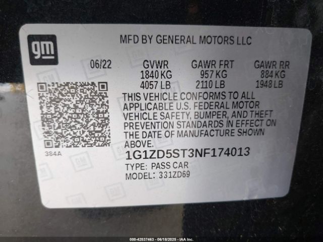 1G1ZD5ST3NF174013 Chevrolet lfv - direct injection, variable valve timing, gen 1 gmna