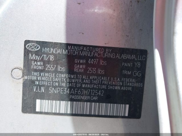 5NPE34AF6JH712542 Hyundai gdi theta-ii