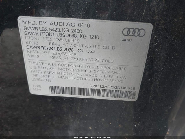 2016 AUDI Q5 WA1L2AFP9GA140516 Photo 8