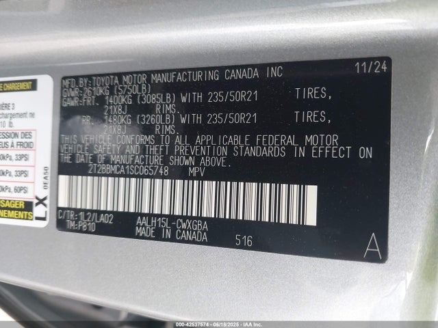 2T2BBMCA1SC065748 Lexus a25a-fxs