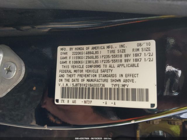 2011 ACURA RDX 5J8TB1H21BA000736 Photo 8