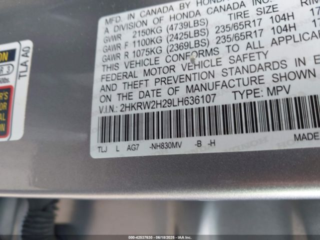 2020 HONDA CR-V 2HKRW2H29LH636107 Photo 8
