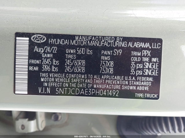 Продаж на аукціоні авто 2023 Hyundai Santa Cruz Sel, vin: 5NTJCDAE3PH041492, номер лоту: 42537671
