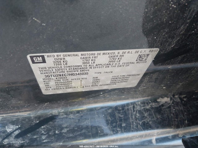 3GTU2NEC7HG343035 GMC l83 -spark ignited direct injection, variable valve timing, afm, e85 max, alum
