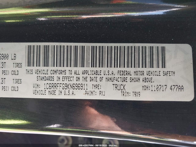 RAM 2019 2019 1C6RRFFG9KN696911 Image 9