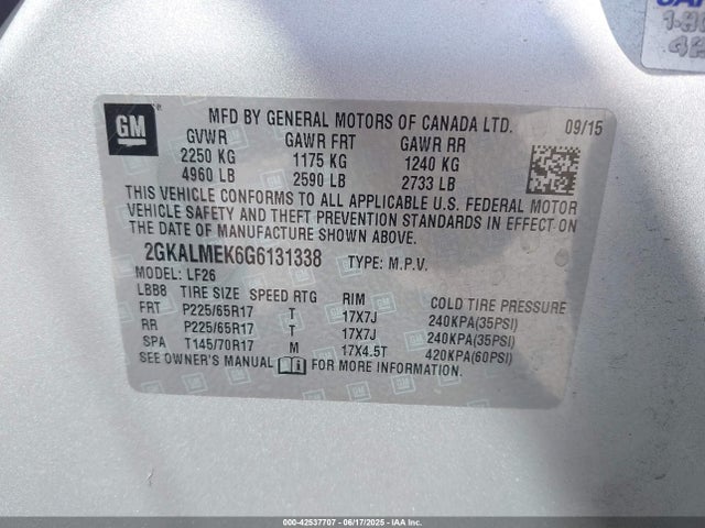 2GKALMEK6G6131338 GMC lea - e85 max, aluminum