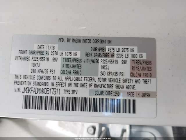 2019 MAZDA CX-5 JM3KFADMXK0517911 Photo 8