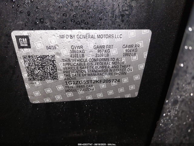 Chevrolet lfv - direct injection, variable valve timing, gen 1 2019 1G1ZG5ST2KF205724 Image 9