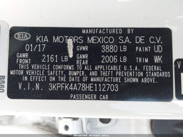 3KPFK4A78HE112703 KIA mpi nu