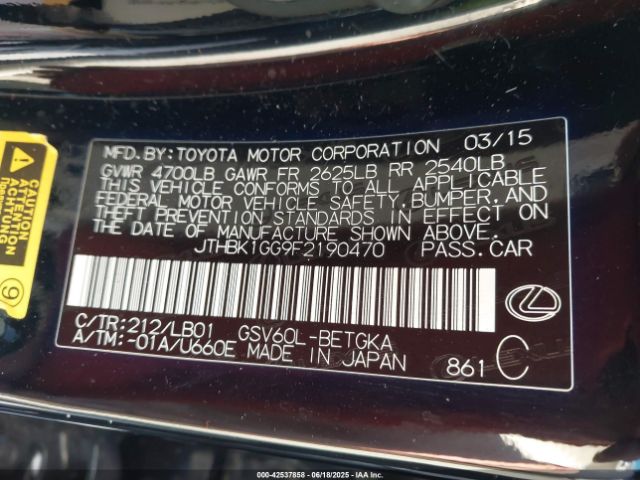 2015 LEXUS ES 350 JTHBK1GG9F2190470 Photo 8