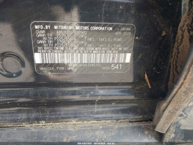 2020 MITSUBISHI OUTLANDER JA4AD3A3XLZ042723 Photo 8