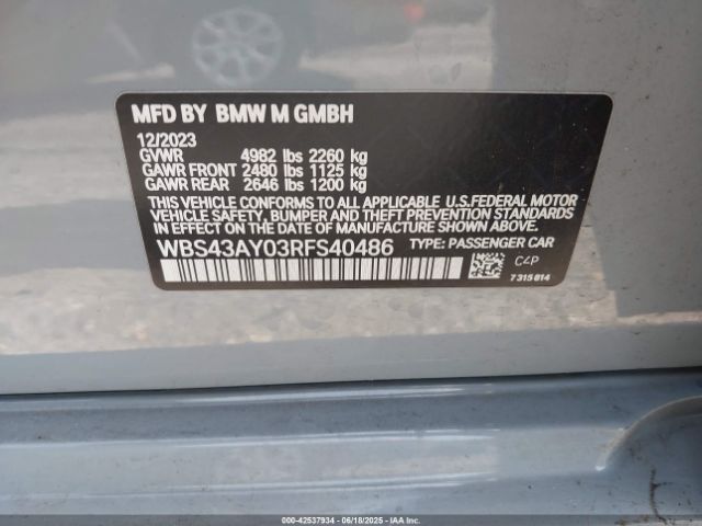 2024 BMW M3 WBS43AY03RFS40486 Photo 8