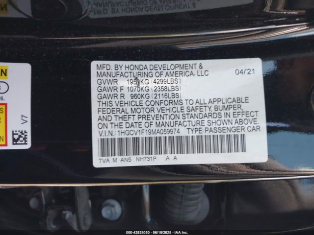 2021 HONDA ACCORD 1HGCV1F19MA059974 Photo 8