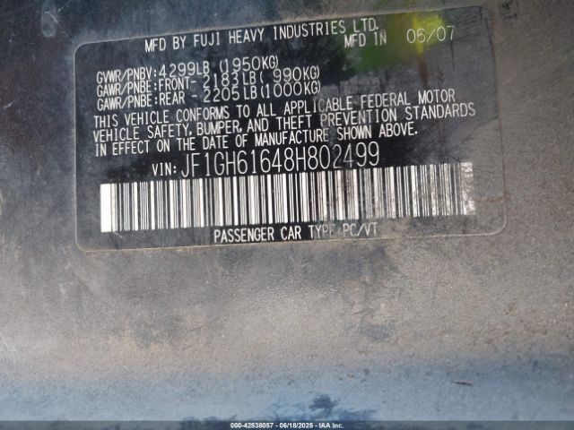 2008 SUBARU IMPREZA JF1GH61648H802499 Photo 8