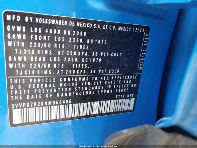 Volkswagen Taos 2022 3VVPX7B28NM055495 Image 9