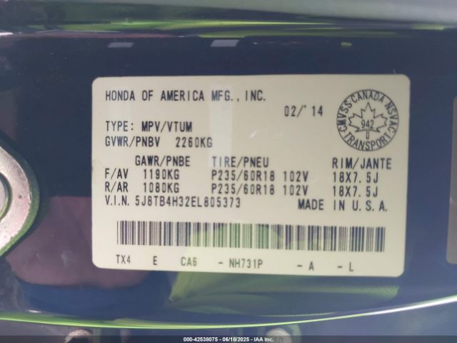 2014 ACURA RDX 5J8TB4H32EL805373 Photo 8