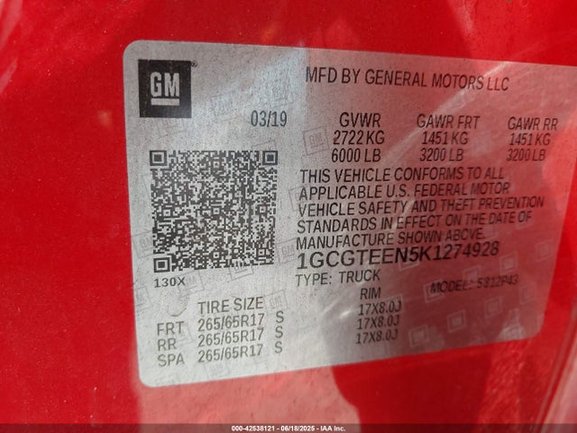 1GCGTEEN5K1274928 Chevrolet lg2 - di: direct injection, vvt: variable valve timing, alum, var2, gen2