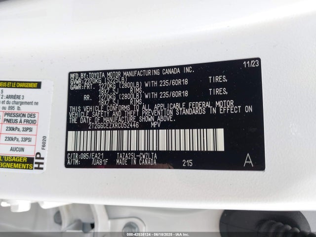 Продаж на аукціоні авто 2024 Lexus Nx 350 Premium, vin: 2T2GGCEZXRC052446, номер лоту: 42538124