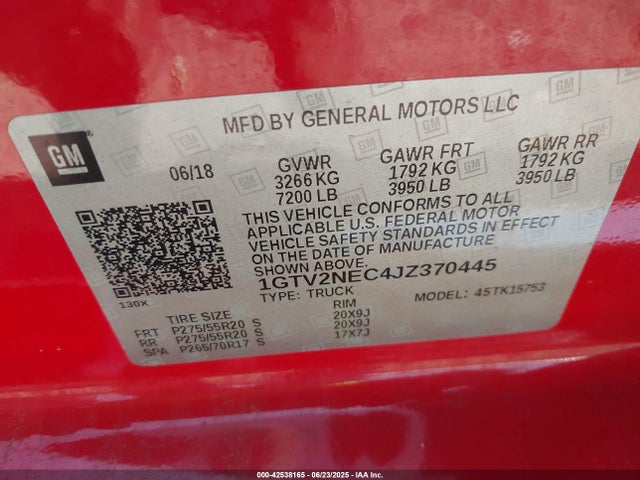 1GTV2NEC4JZ370445 GMC l83 -spark ignited direct injection, variable valve timing, afm, e85 max, alum