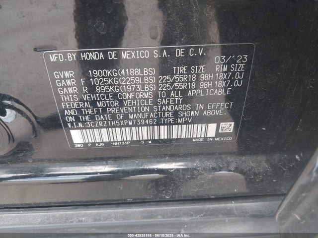 3CZRZ1H5XPM739462 Honda k20z5