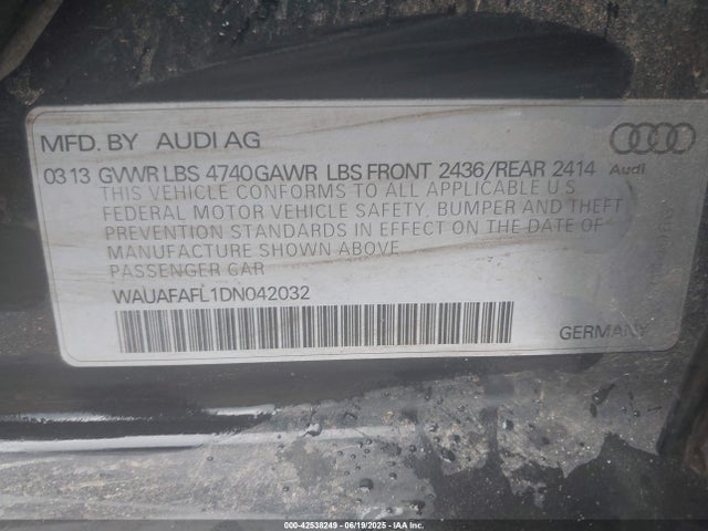 2013 AUDI A4 WAUAFAFL1DN042032 Photo 8