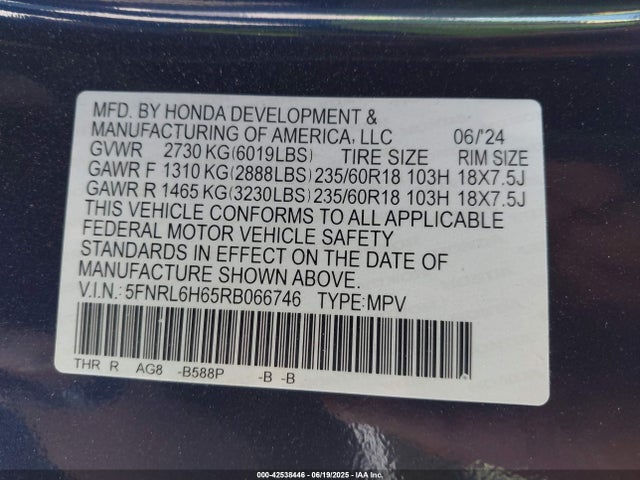 5FNRL6H65RB066746 Honda j35y7