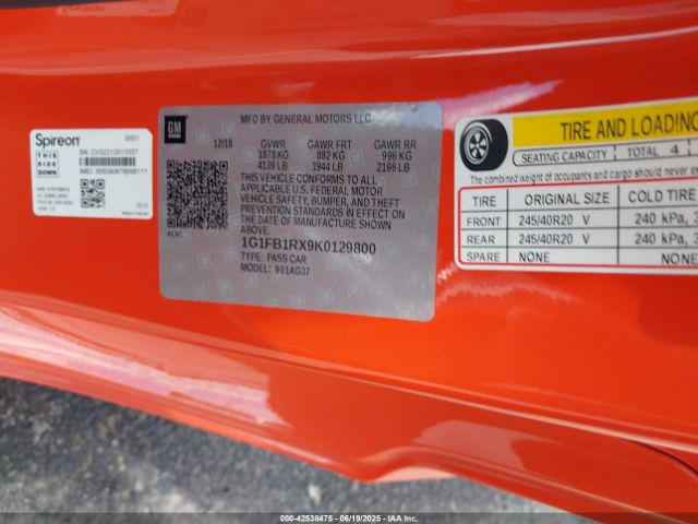 2019 CHEVROLET CAMARO 1G1FB1RX9K0129800 Photo 8