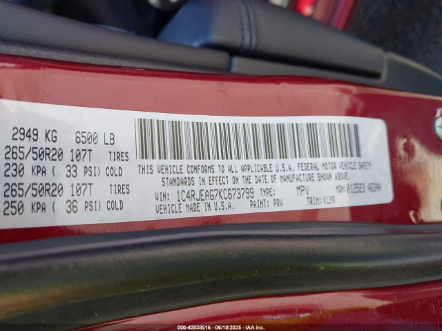 2019 JEEP GRAND CHEROKEE 1C4RJEAG7KC673799 Photo 8