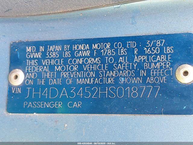 1987 ACURA INTEGRA JH4DA3452HS018777 Photo 8