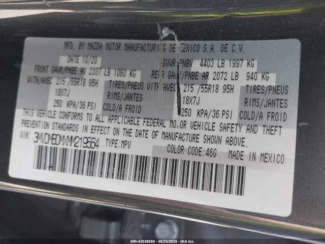 Mazda py cylinder deactivation 2021 3MVDMBDMXMM219564 Image 9