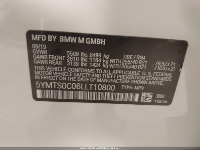 2020 BMW X3 M 5YMTS0C06LLT10800 Photo 8