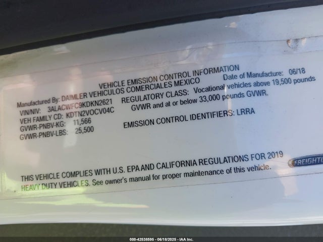 Freightliner cummins b6.7 2019 3ALACWFC9KDKN2621 Image 8