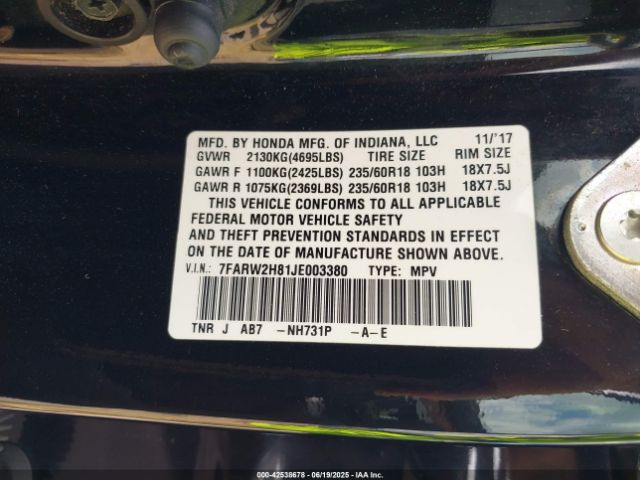 2018 HONDA CR-V 7FARW2H81JE003380 Photo 8