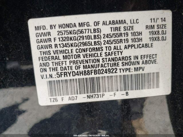 2015 ACURA MDX 5FRYD4H88FB024922 Photo 8