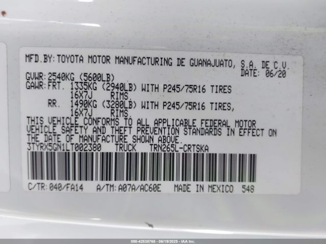 2020 TOYOTA TACOMA 3TYRX5GN1LT002380 Photo 8
