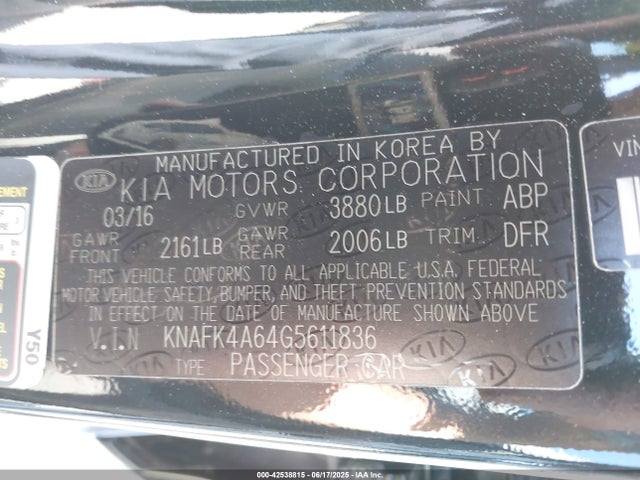 KNAFK4A64G5611836 KIA mpi nu