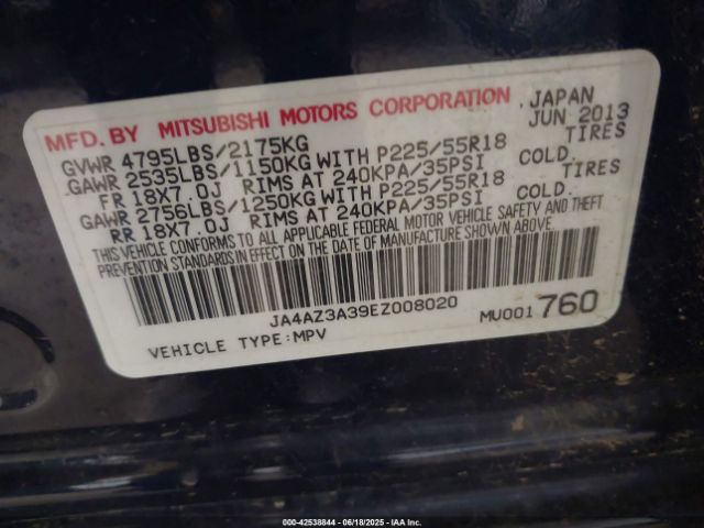 2014 MITSUBISHI OUTLANDER JA4AZ3A39EZ008020 Photo 8