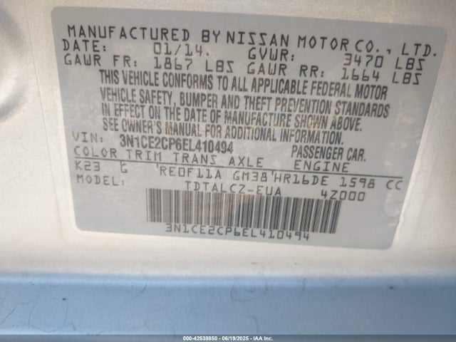 3N1CE2CP6EL410494 Nissan 2014