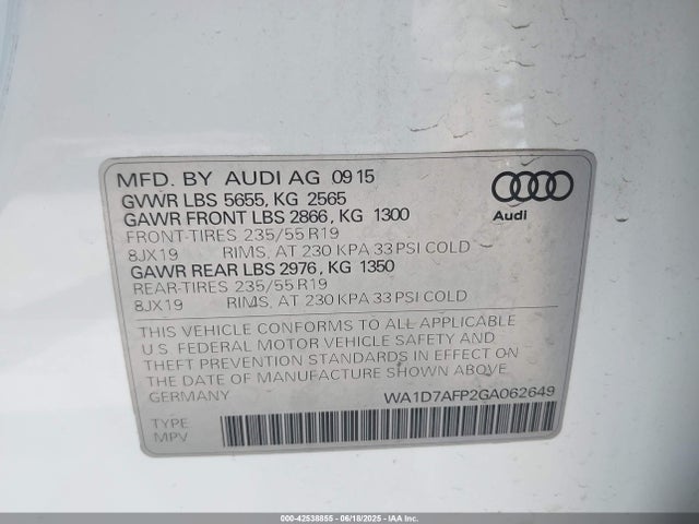 2016 AUDI Q5 WA1D7AFP2GA062649 Photo 8
